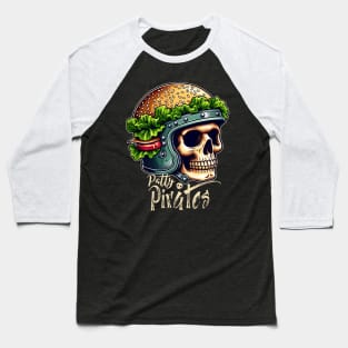 Burger Skull head skeleton Baseball T-Shirt